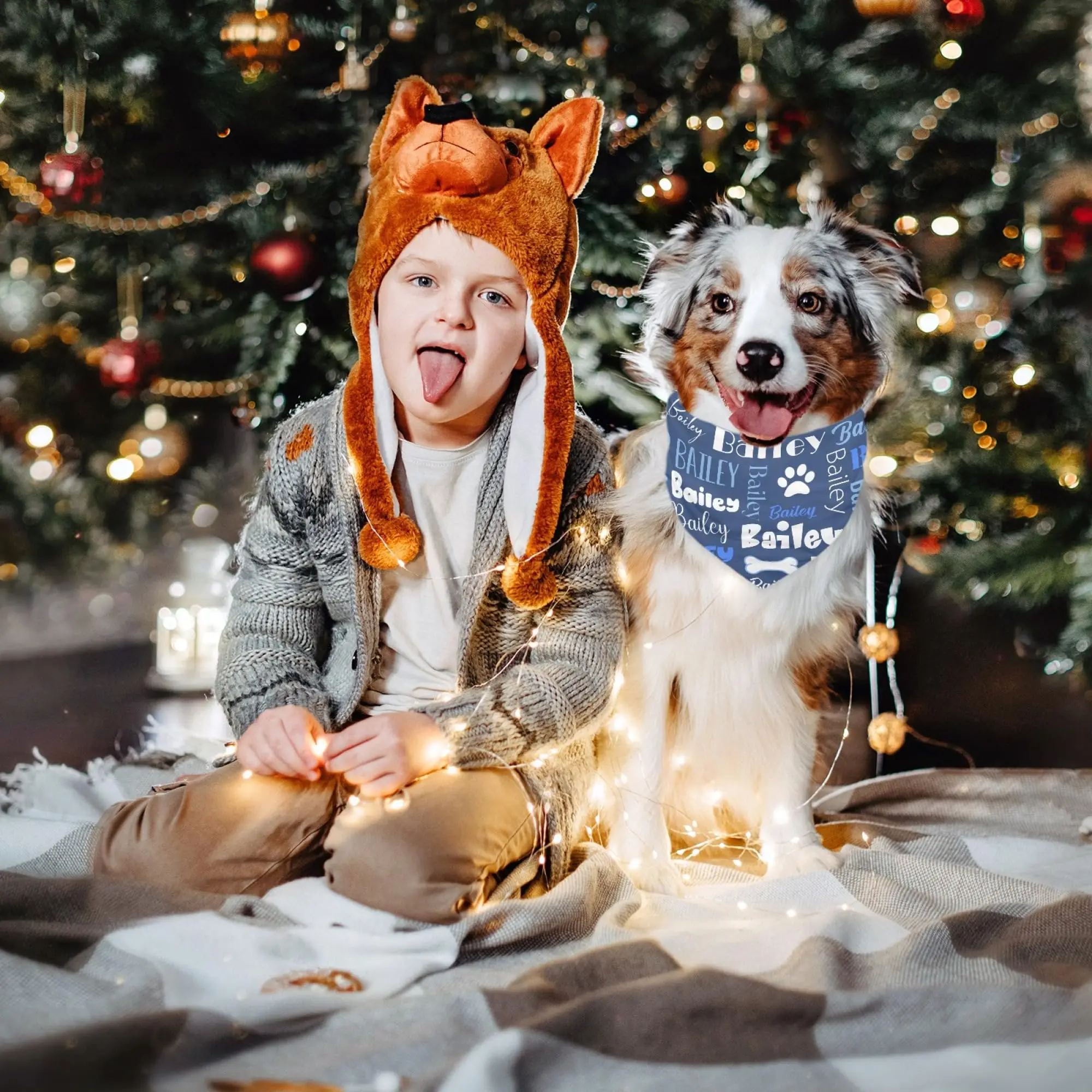 Personalisiertes Haustier-Bandana mit individuellem Namen, Text oder Foto, Hunde-Schal, Dreieckshalstuch, Halsband für Hunde und Katzen, Accessoires für Geburtstagsfeiern – Detail 3