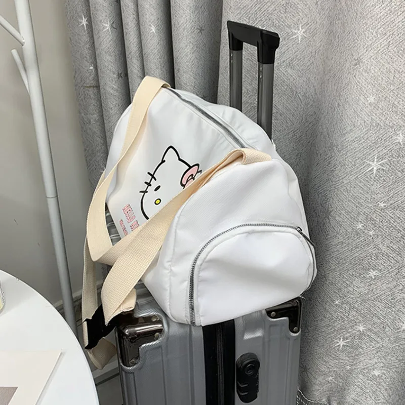 2024 nuova borsa da viaggio con cerniera di grande capacità Hello Kitty per borsa da Fitness da donna borsa a tracolla Oxford impermeabile