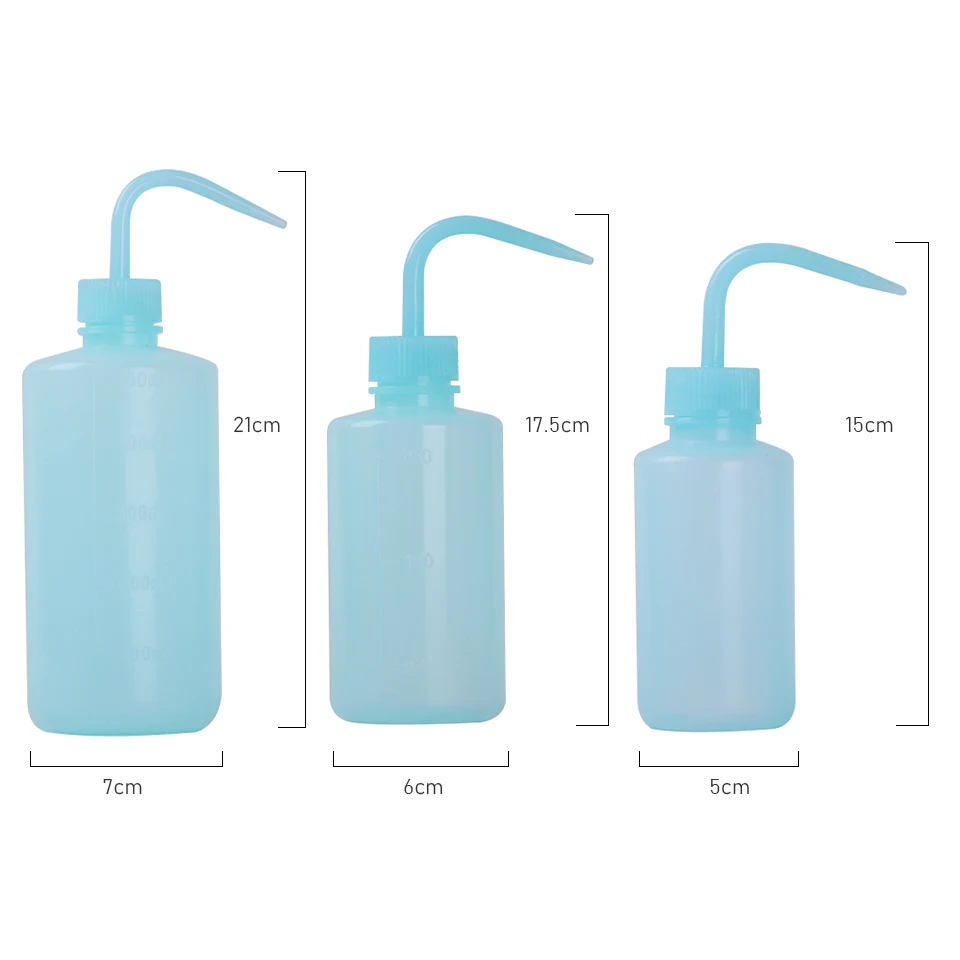 Garrafa de lavagem de cílios, 150/250/500ml, removedor de cosméticos, cotovelo, boca estreita, tubo longo, limpo, sobrancelha, cuidados com a pele, ferramentas de maquiagem