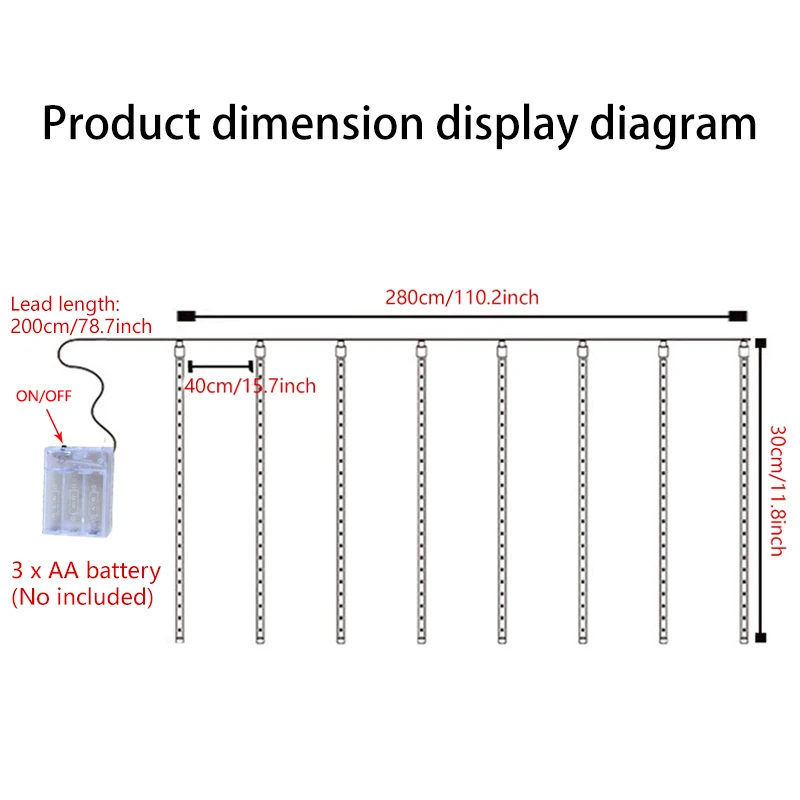 8 أنابيب النيزك المطر LED أضواء عيد الميلاد شارع سلسلة ضوء طاقة البطارية في الهواء الطلق حديقة الزفاف إيف الديكور عطلة مصباح