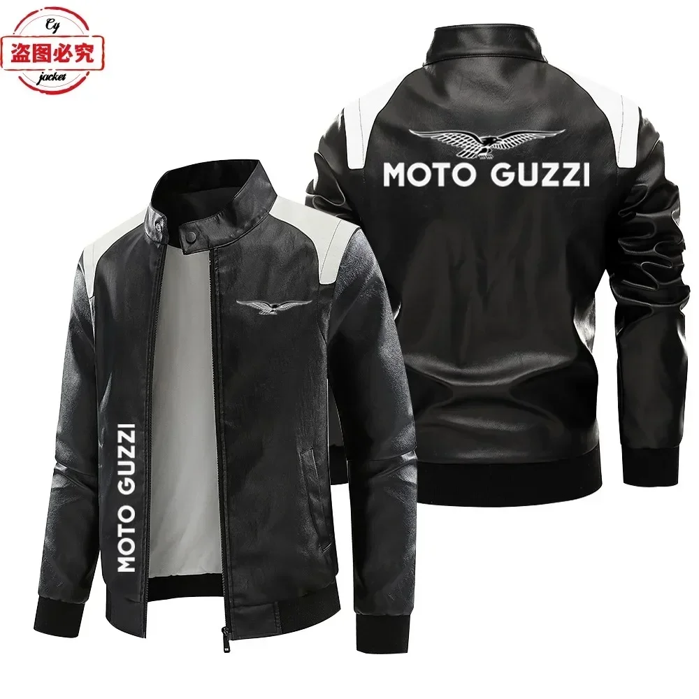 

Motorcycle Logo Printed PU Leather Windproof Jacket Racing Suit Motorcycle Riding Suit Men's Casual Jacket Work Suit