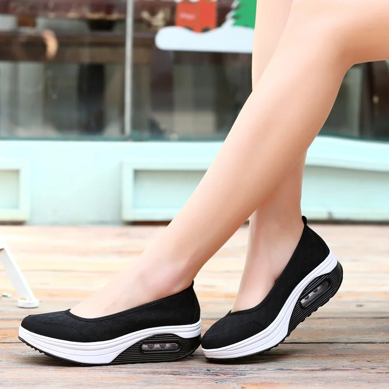 Zapatos informales con plataforma para Mujer, Zapatillas planas con amortiguación de aire, transpirables, para caminar