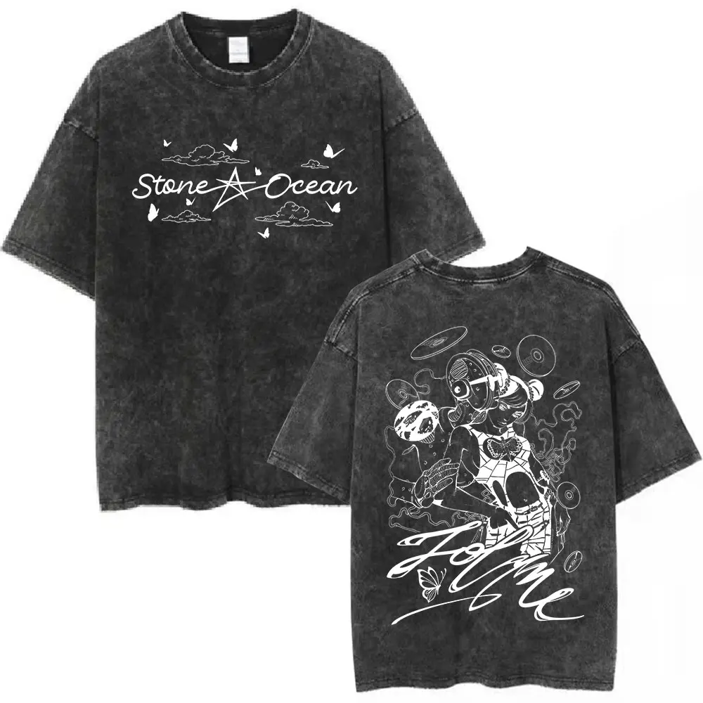 Camiseta Vintage Anime JoJo Bizarre Adventure Diavolo Doppio Manga T-shirts para Homens e Mulheres em Algodão Retro Streetwear
