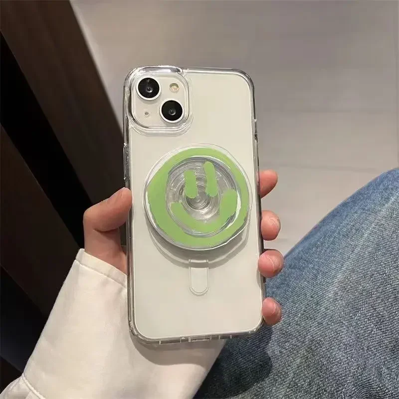 Niedlicher Smiley-Gesicht Magnetischer Handyhalter, Faltbarer Desktop-Handyständer für Magsafe, Universell für iPhone 16 – Detail 6