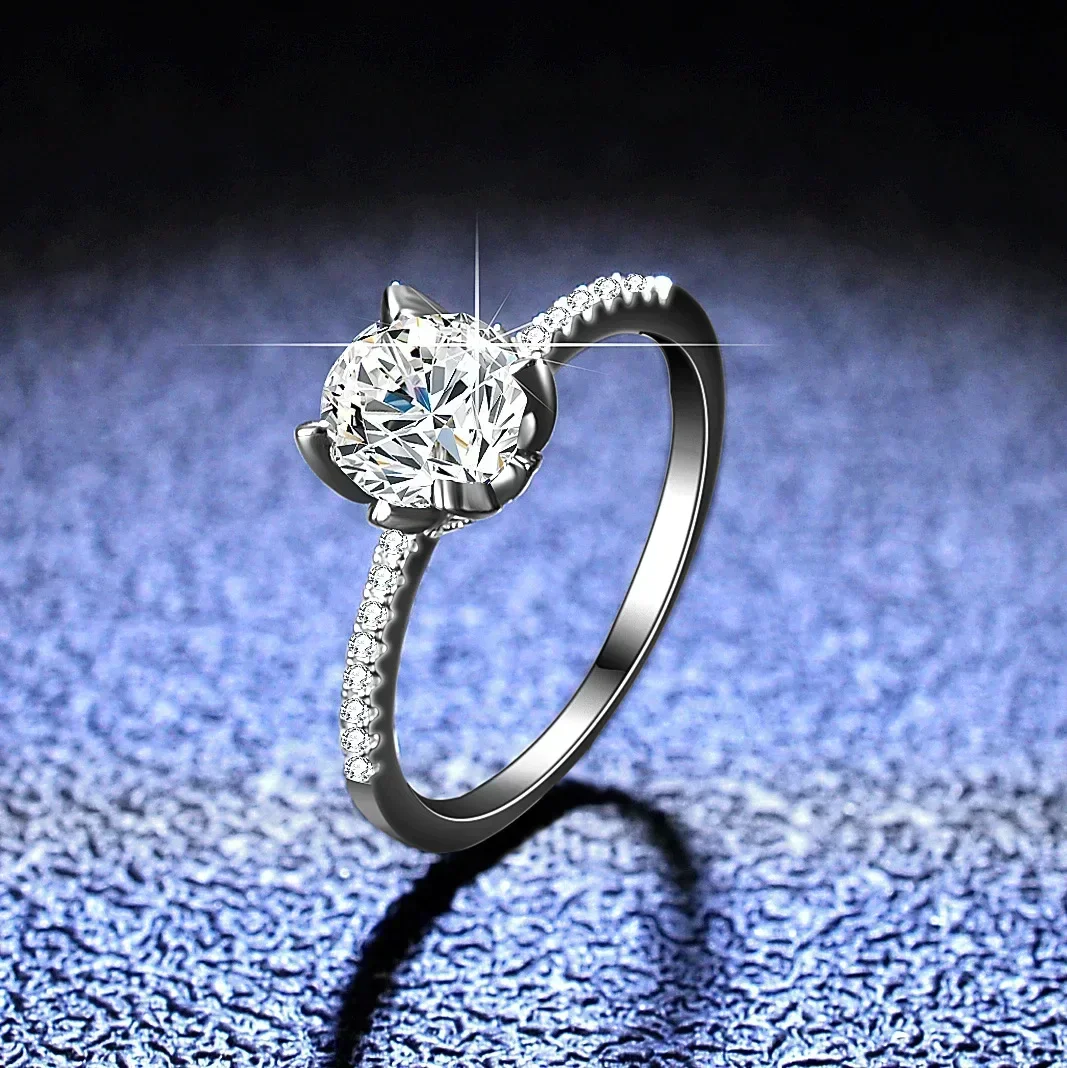 

Platinum Pt950 Diamond Ring 1 Carat Real Gold Joyria Women;s Charm Pandora Trendy Metal Seal Free Shipping