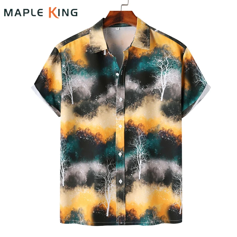 

Vintage Hawaiian Shirt for Men Blusas Estampadas Camisas Streetwear 2024 Summer Mens Tops Casual Loose Vacation Beach Shirts