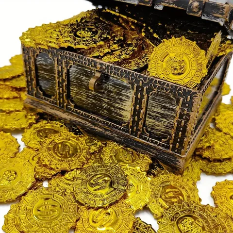 50pcs Faux Bronze Roman Pirate Coins Plastic Prank Props for Party Decorations And Carnival Fun