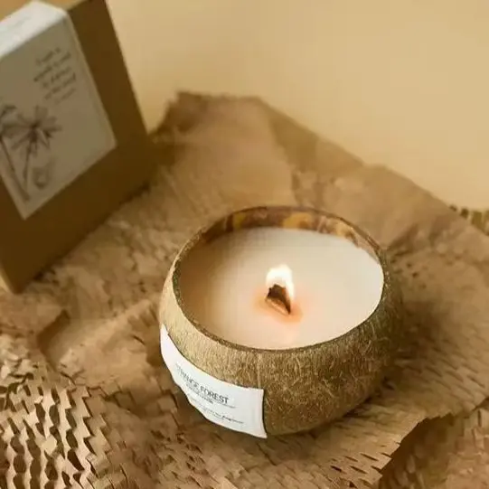 Natural Coconut Shell Scented Candle, Aromatherapy Plant Essential Oil Candle, Ins - Style Home Ambient Decor Ornament