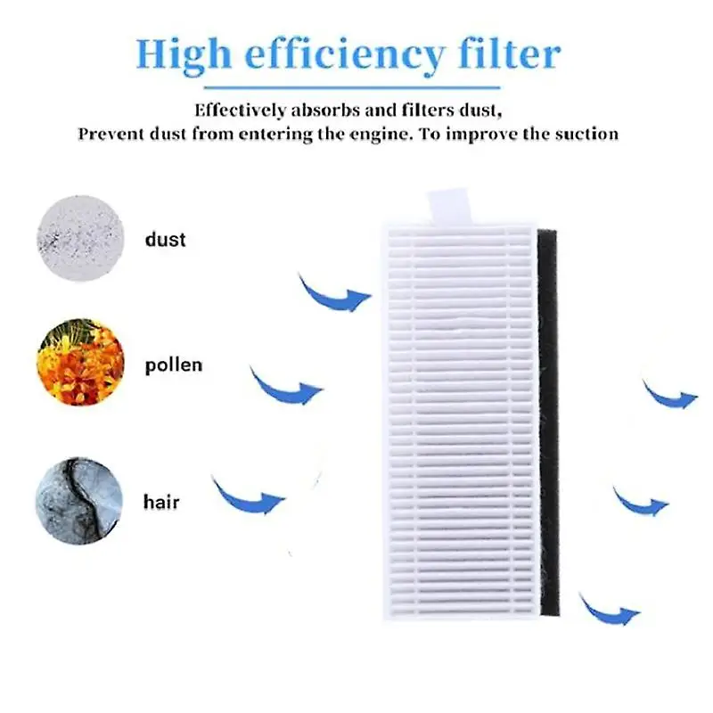 Filter Hepa sikat samping yang dapat dicuci, 15 buah untuk Ecovacs Deebot N9/n9 +