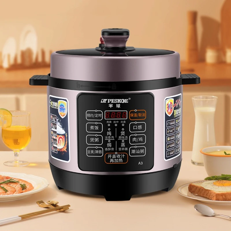 

Programmable Electric Pressure Cooker Rice Cooker Dual Inner Pot Multi Use Soup Stew Smart Digital 6L 1200W Stainless Steel