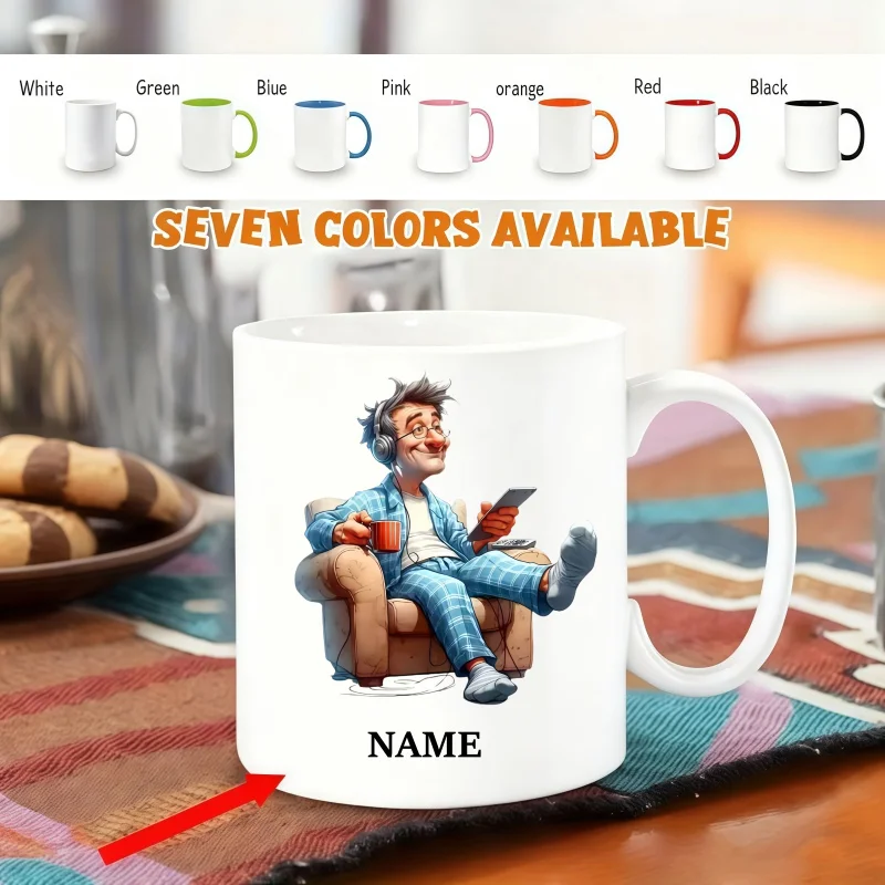 Customizable Name Mug for Relaxed Middle-Aged Men - Dishwasher Safe, Ideal Birthday and Holiday Gift