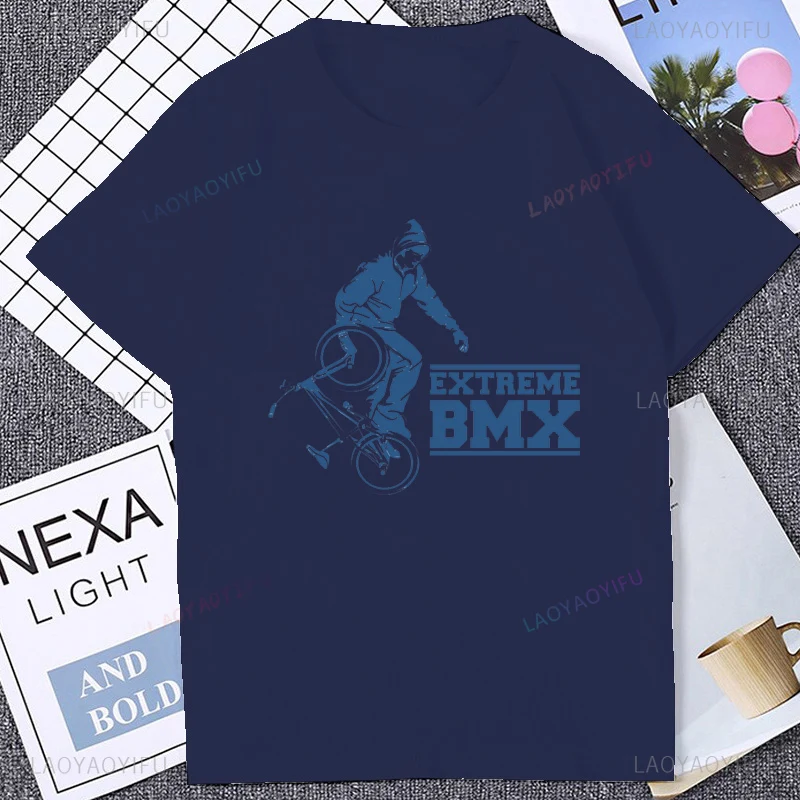 المتطرفة BMX الدراجة حرة الجرافيك خمر التي شيرت عادية موضة فضفاضة Harajuku الهيب هوب تي شيرت التنفس الراحة القطن تي شيرت #4