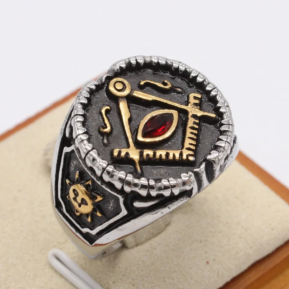 Vintage AG Masonic Stainless Steel Men's Rings Size 7-12