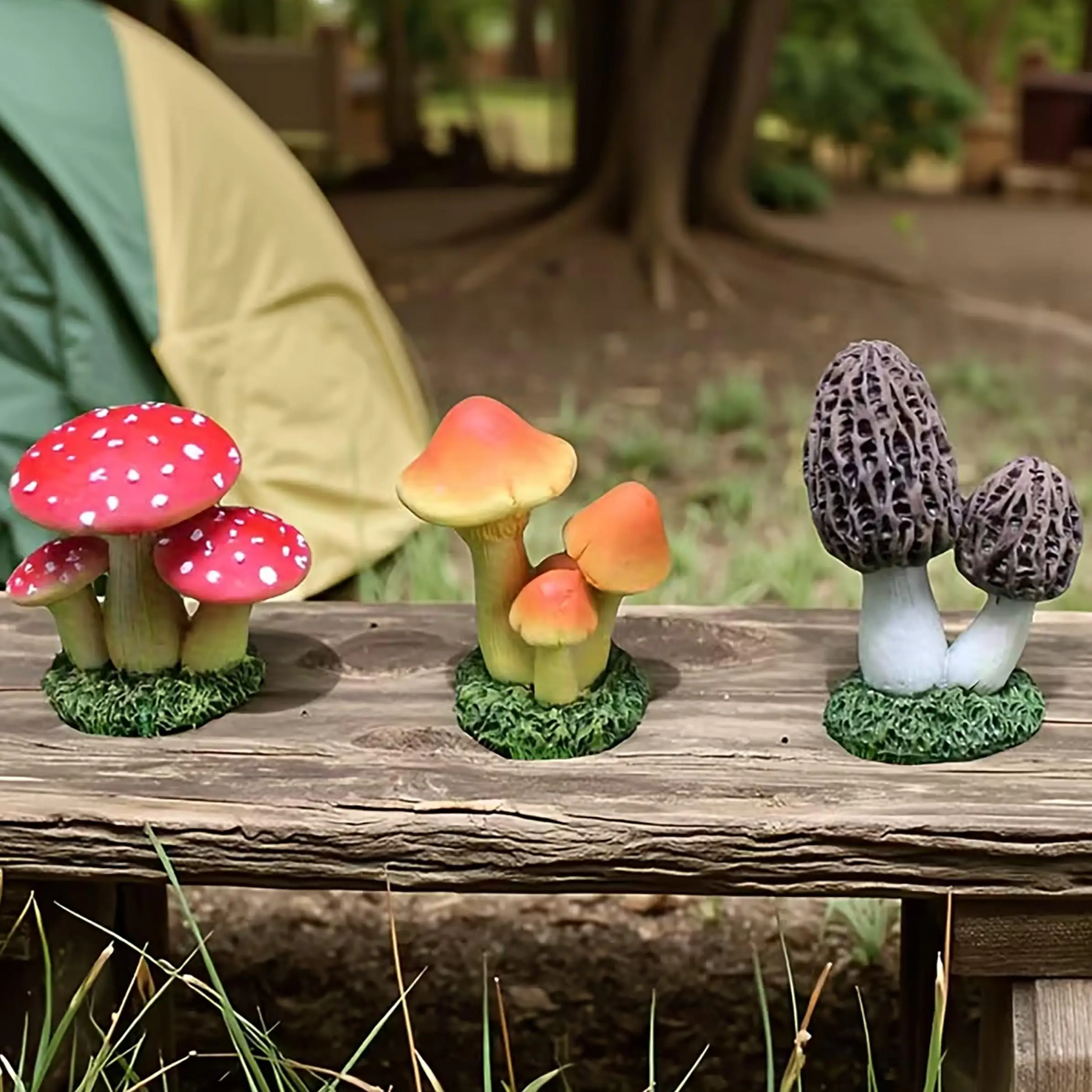 1 Set of 3pcs Artificial Mushroom Ornament Moss Micro Landscape Succulent Plant Flower Pot Decoration DIY Cross-border Garden