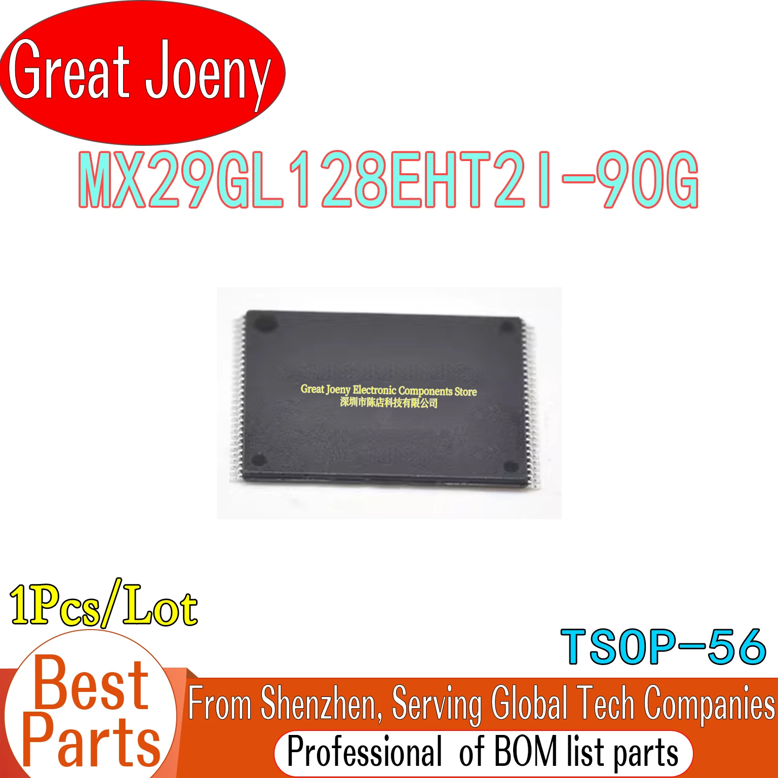 100% New Original MX29GL128EHT2I-90G MX29GL128EHT2I IC FLASH 128MBIT Chipset TSOP-56