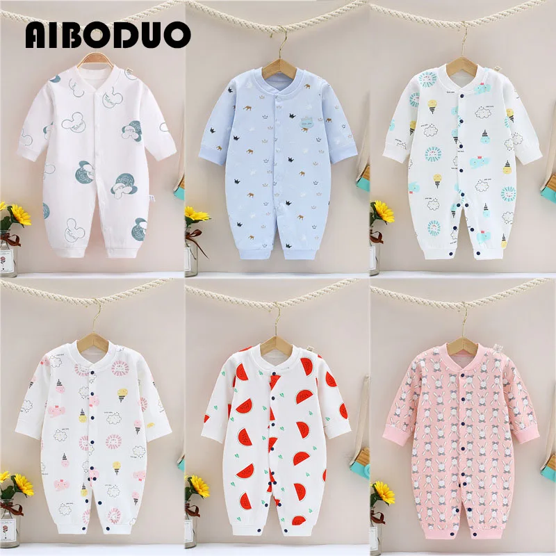 

Baby Jumpsuit For Boys And Girls Long Sleeved Crawling Clothes Printed Pajamas