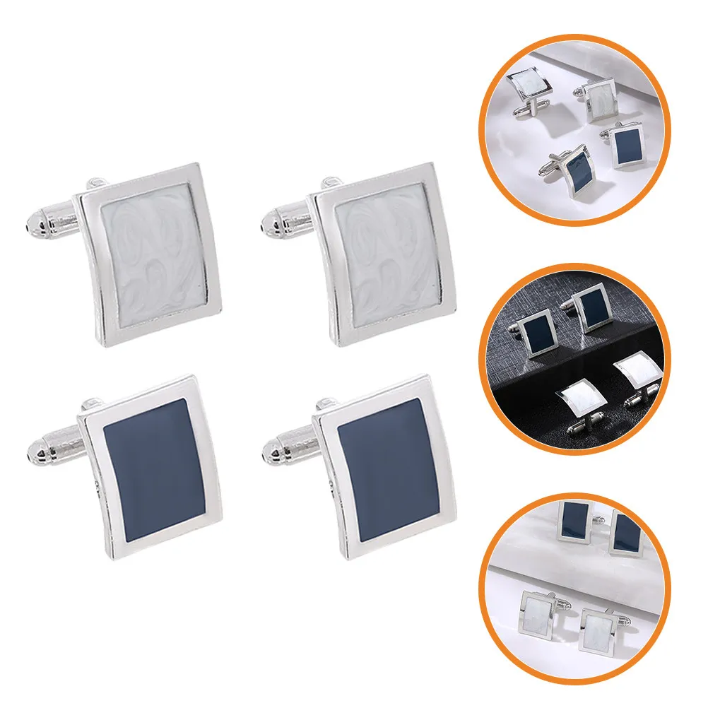 2Pairs Men Suit Cufflinks Alloy Metal Detailed Craftsmanship Male Shirt Buttons Formal Business Gift Cufflinks for Men