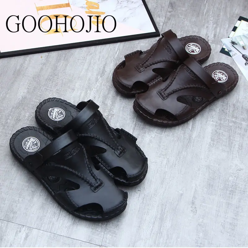 Summer Men Shoes High Quality Men Sandals Slip-on Beach Men Slippers Soft Black Male Sandals Rubber Slippers Wear-resistant