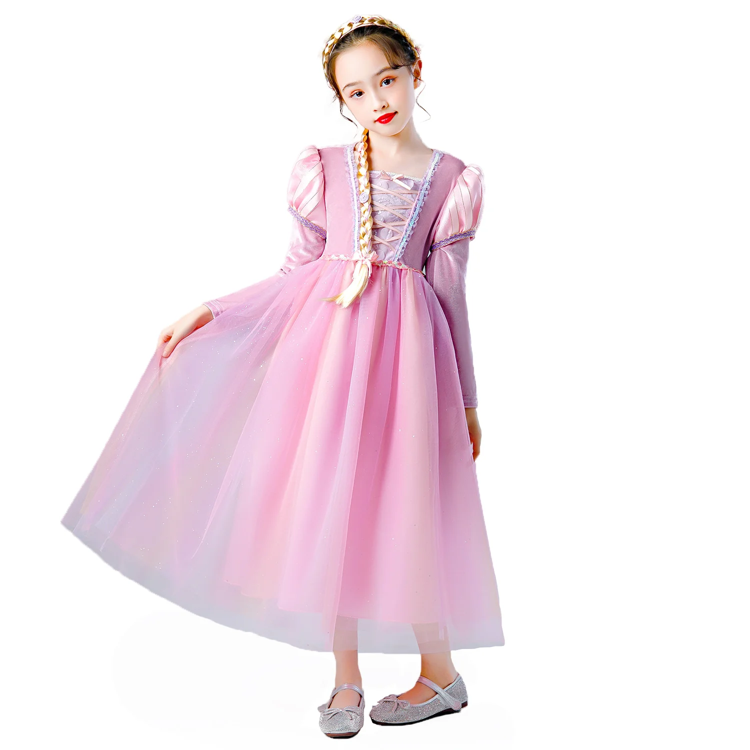 

Girl Birthday Fancy Party Princess Costume Children Rapunzel Dress Kid Halloween Tangled Carnival Pageant Long Ball Gown Clothes