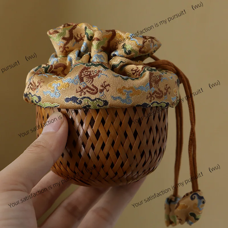 Master cup Jianzhan storage tea cup cage, jewelry collection bag, handmade bamboo cloth bag, bamboo basket