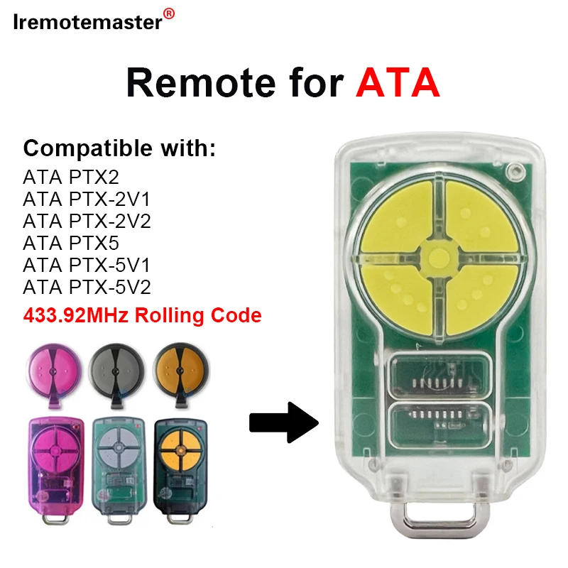 

ania ATA PTX5 433,92 МГц, пульт дистанционного управления для гаражных ворот с подвижным кодом PTX-5v1 PTX-5v2 GDO 11v1/6v3/6v4/7v2/7v3/8v3/9v2/9v3
