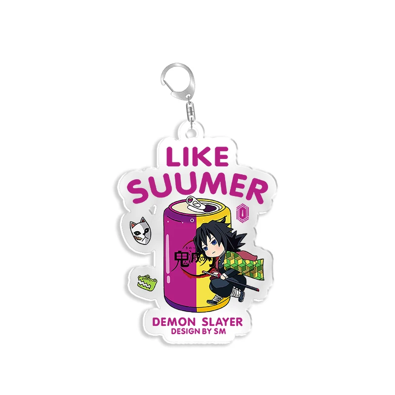 Demon Slayer Kimetsu No Yaiba Key Chain Anime Figure Keychain Acrylic Tomioka Giyuu Double Sided Coating Printing keyring