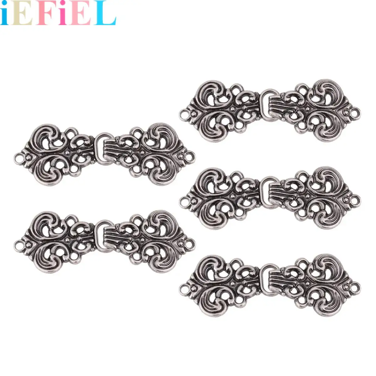 5 Pairs Vintage Chinese Knot Buttons Flower Fasten Clasps Sweater Cardigan Fastener DIY Decor Hook and Eye Buckles for Clothing