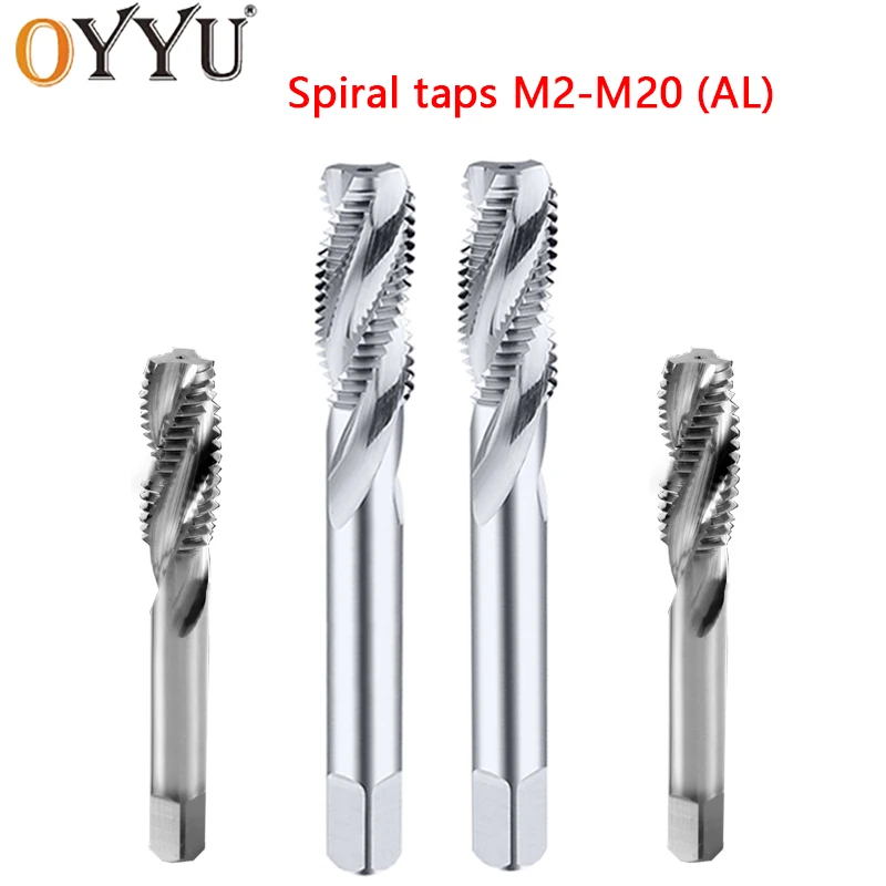 OYYU Spiral Taps 1PCS M12 M3 M5 M6 M8 M10 M12 M2-M20 Machine Tungsten Wire Tapping Processing Aluminum Solid Carbide NC Center