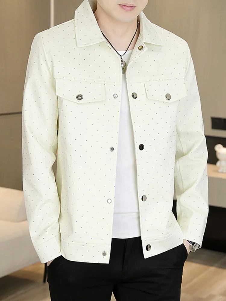 

Весенне-осенняя высококачественная мужская приталенная модная куртка в корейском стиле, универсальная легкая роскошная верхняя одежда, повседневная рубашка