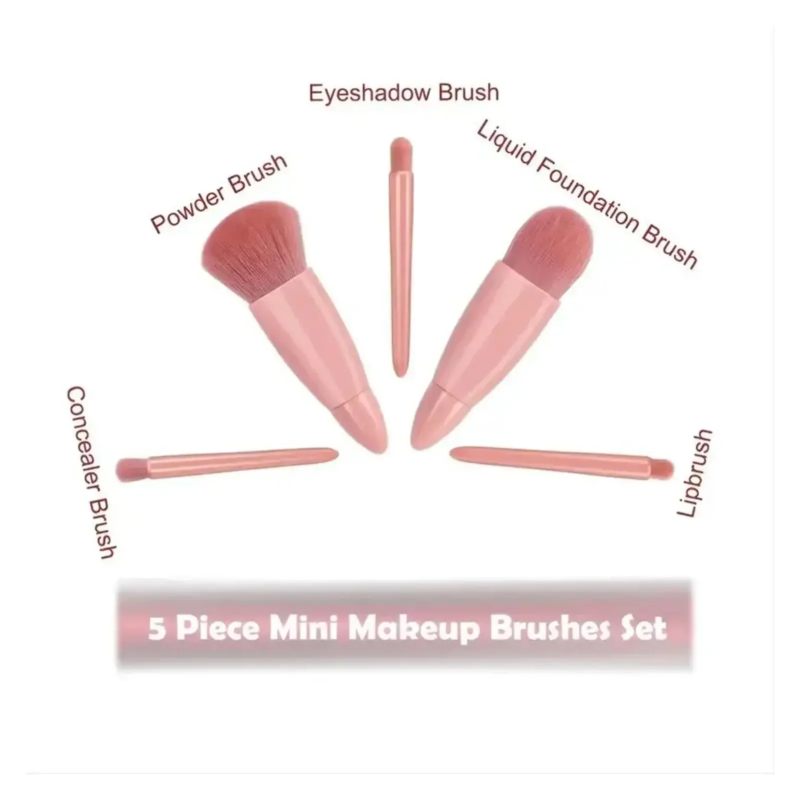 5pcs Travel Size Makeup Brushes Set Mini Makeup Brushes, Small Complete Function Cosmetic Brushes Kit With Case And Mirror