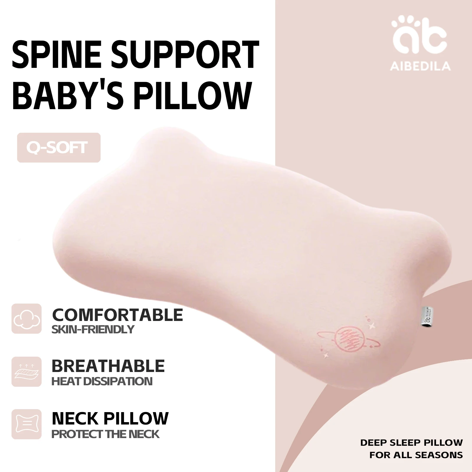 

AIBEDILA Baby Neck Pillow Multifunction Memory Foam with Slow Rebound Silicone Soft Cervical Sleeping Pillow for Children