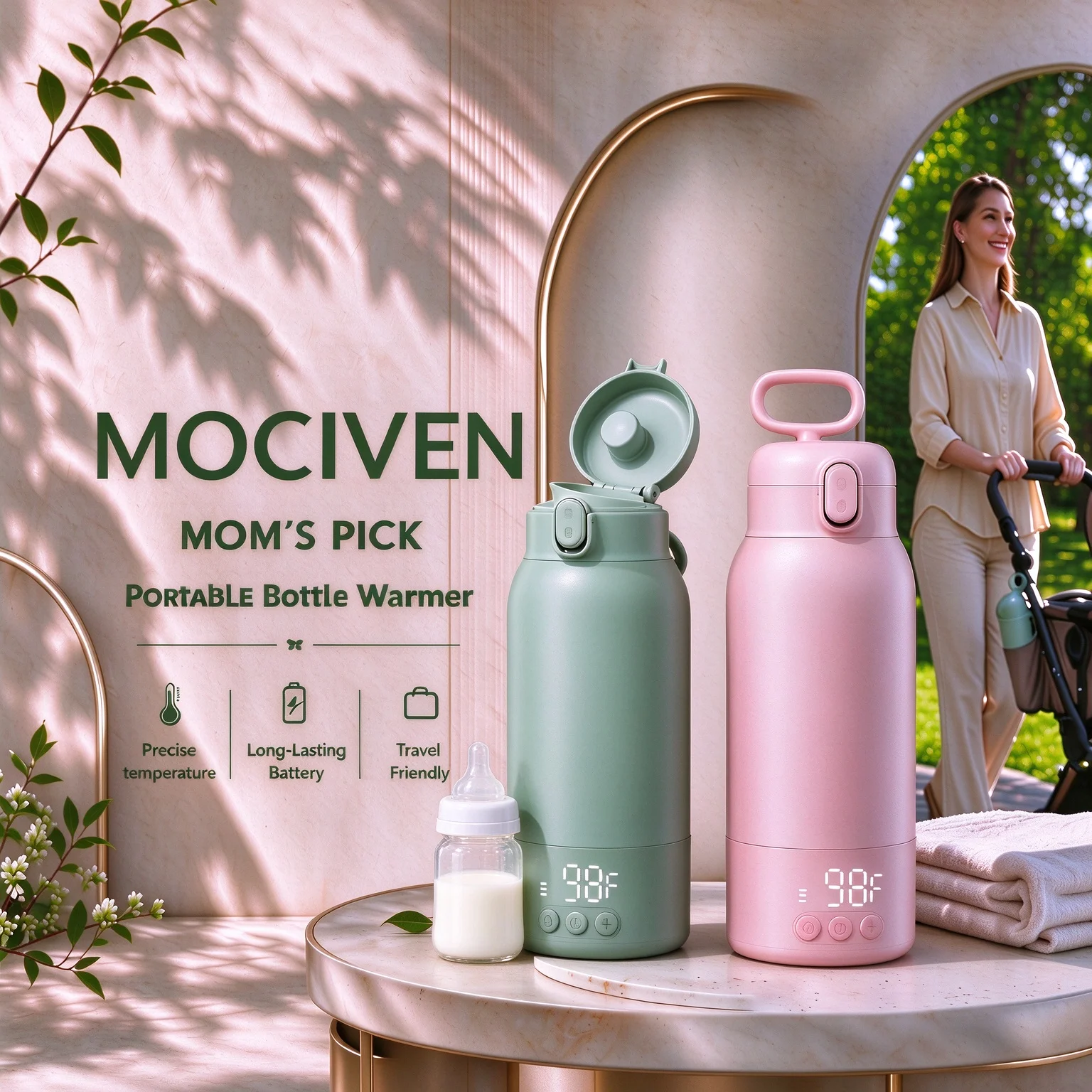 Baby Bottle Warmer 17oz Large Capacity Milk Warmer for Travel and Outdoor Fast Heating for Breast Milk & Formula & Water