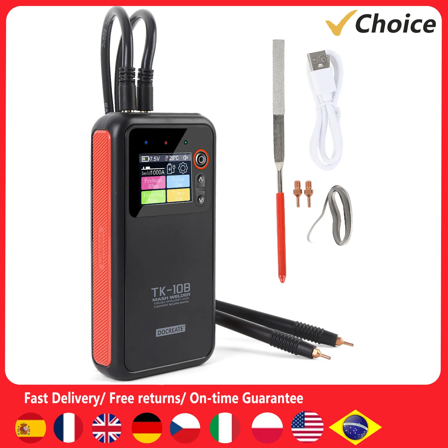 

Battery Spot Welder Portable Welding Machine with LCD Screen Double Pulse and Copper Spot Welding Pen 1200A Maximum Output