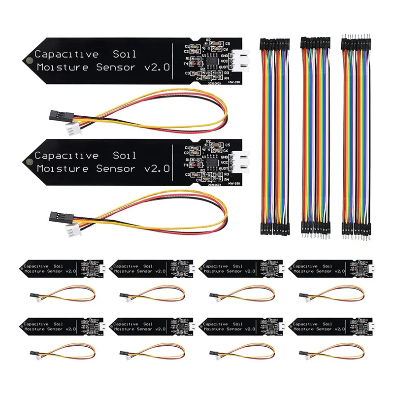 

10Pcs Capacitive Soil Moisture Sensor Module 3.3-5.5V Voltage Soil Humidity Detection 3-Pin Sensor for Garden Automatic