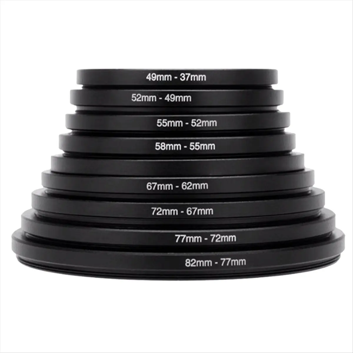TCE 9Pieces Camera Lens Filter Down Ring Adapter Metal Filter Adapter Ring for All Camera DSLR 82-37mm Mount Set Kit