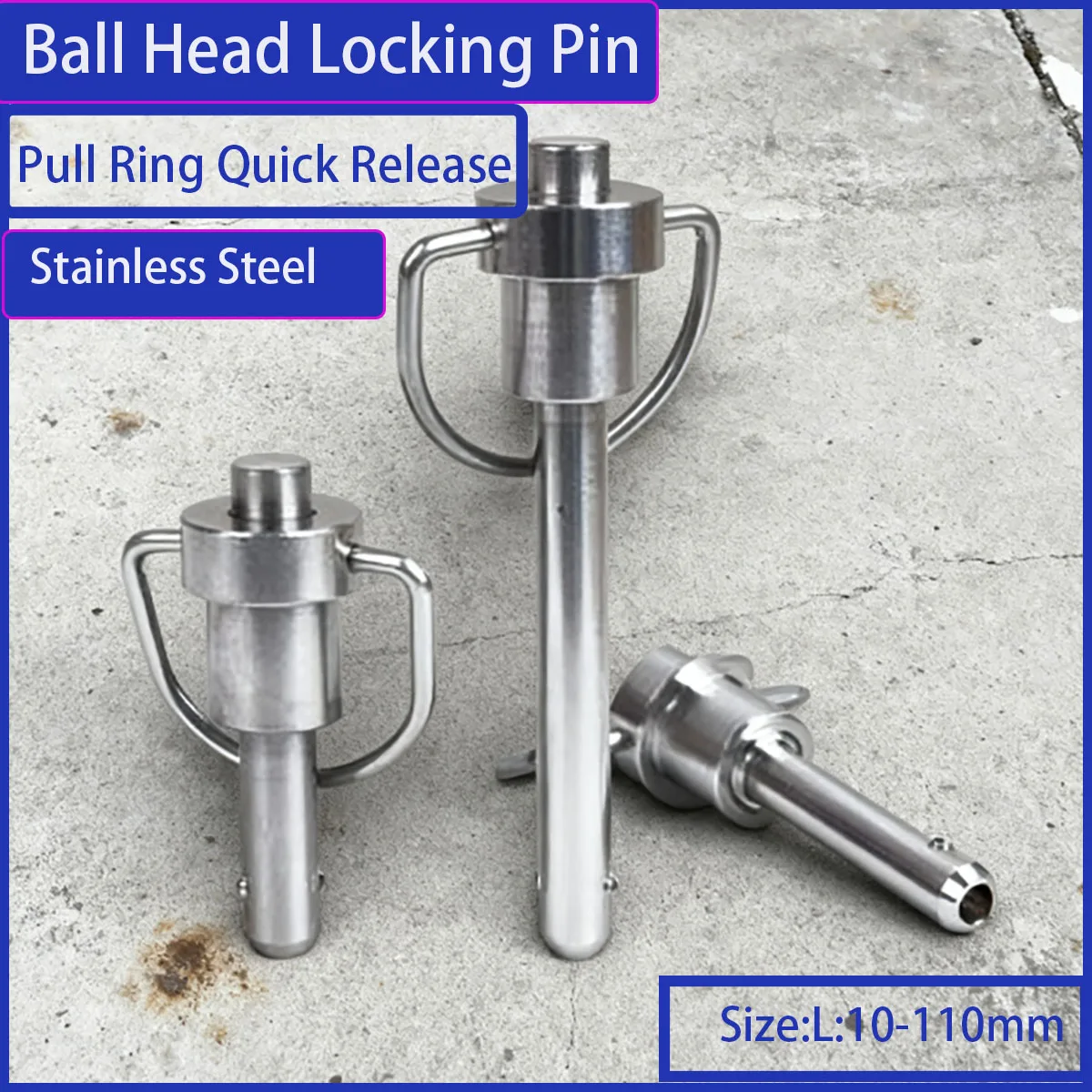 

M20 Pull Ring Quick Release D Global Head Locking Pin - 10-110mm Length, Heavy Duty Fastener for Machinery/Equipment