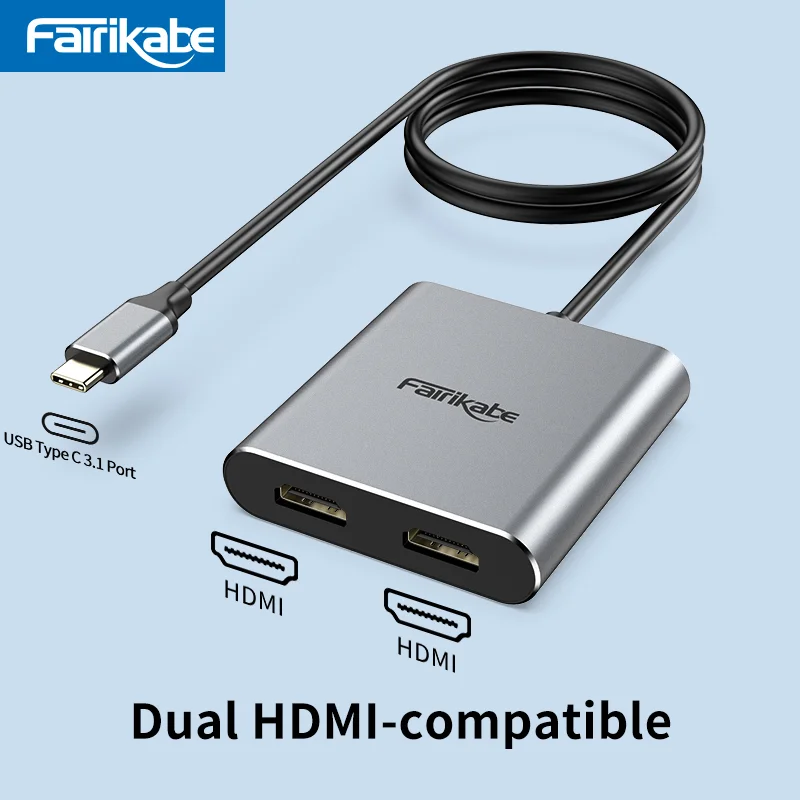 USB C to Dual HDMI Hub 4K60Hz Docking Station Type C to 2HDMI Adapter Splitter Multi Stream For Dell Laptop Tablet Thunderbolt3