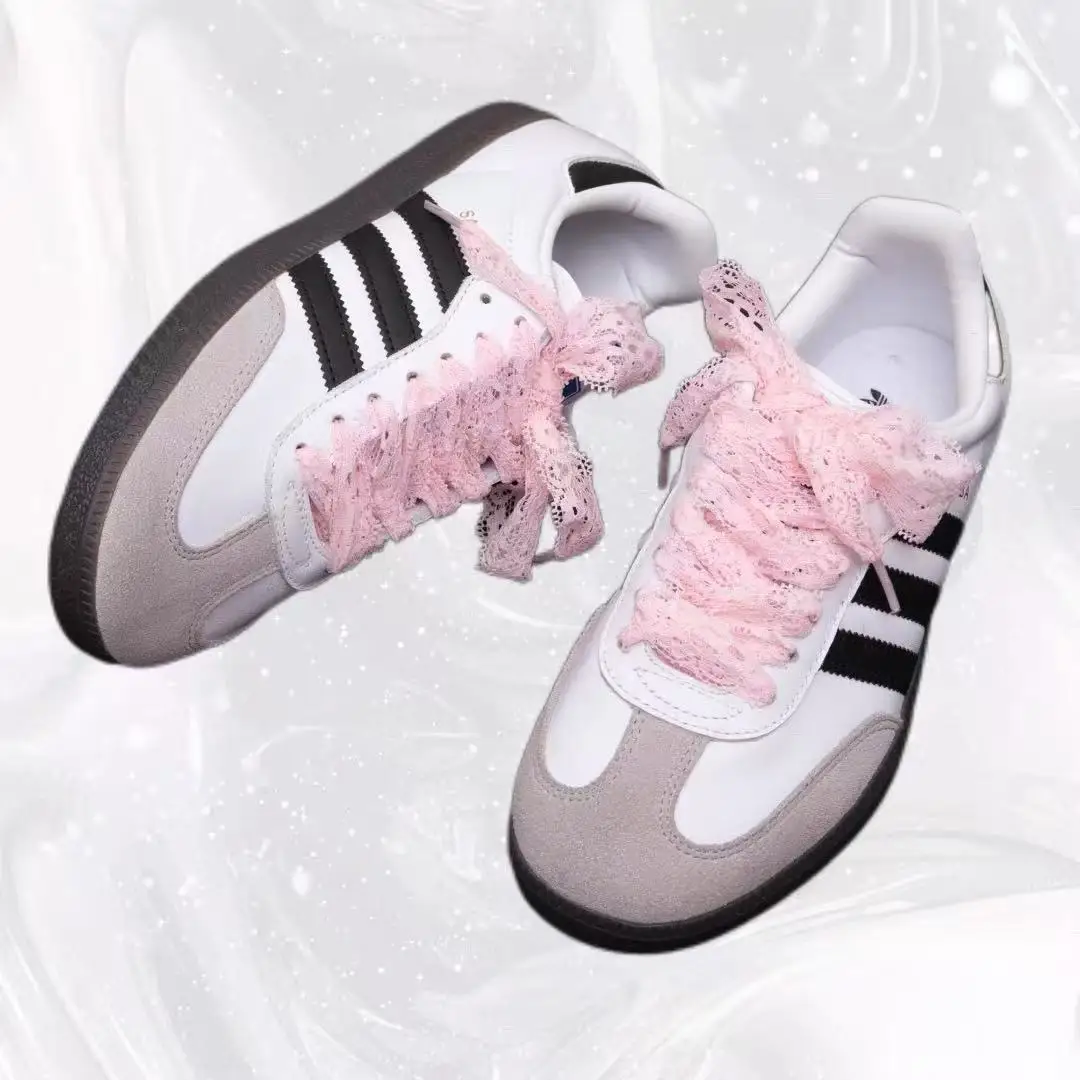 1 Pair 2.9cm Width New Elastic Hollow Fancy Yarn DIY Shoelaces Fashion Sports Casual White Pink DE Traning Shoes Laces  Decorat image 6
