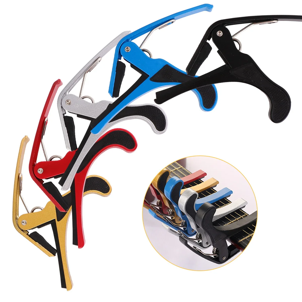 5 قطعة كابو الغيتار للخشب الشعبي الصوتي الكلاسيكي الغيتار الكمان القيثارة البانجو مندولين الإفراج السريع مشبك معدني دائم على كابو #1