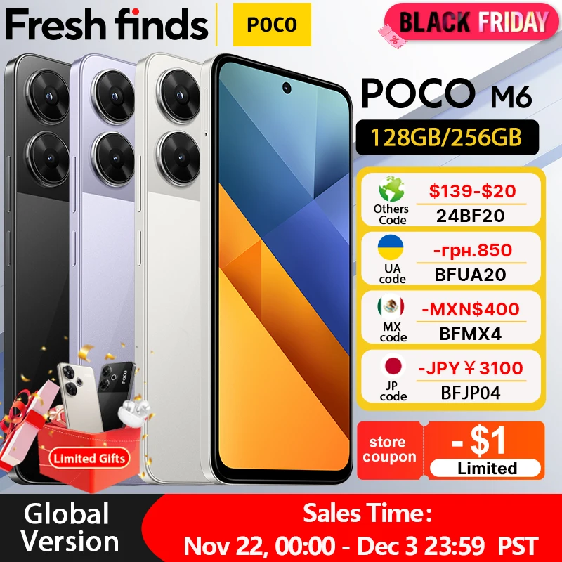 【World Premiere】POCO M6 Smartphone Global Version NFC MediaTek Helio G91-Ultra 6.79