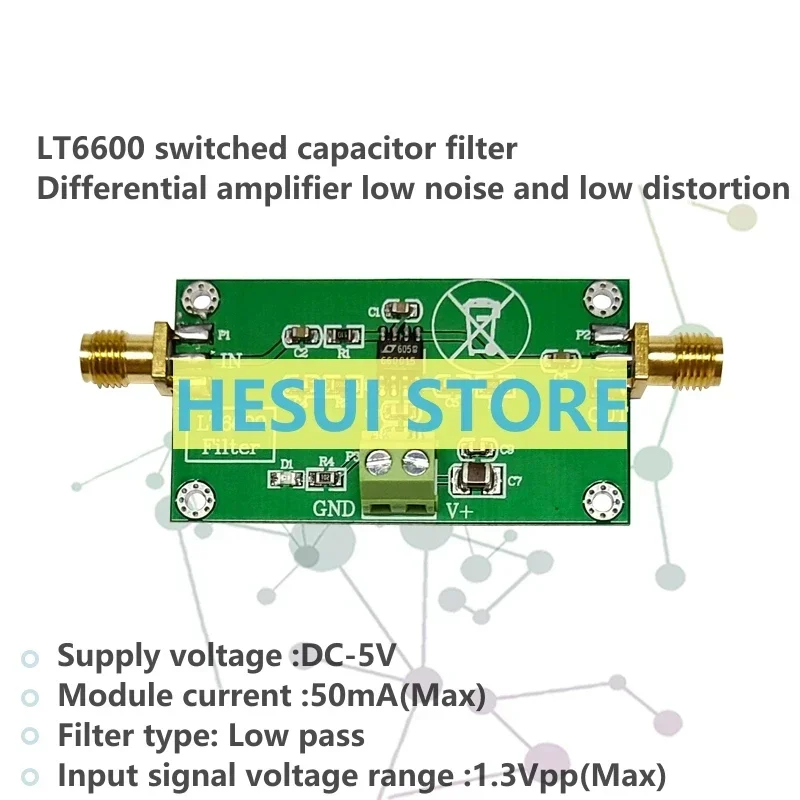 

Модуль фильтра низких частот LT6600, дифференциальный усилитель, низкий уровень шума, низкий уровень искажений, обработка фильтрацией ЦАП