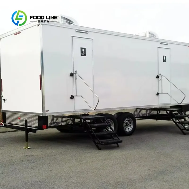 Container Style Portable Toilet Trailer Steel Wood Frame Mobile Public Restroom for Outdoor Temporary Use