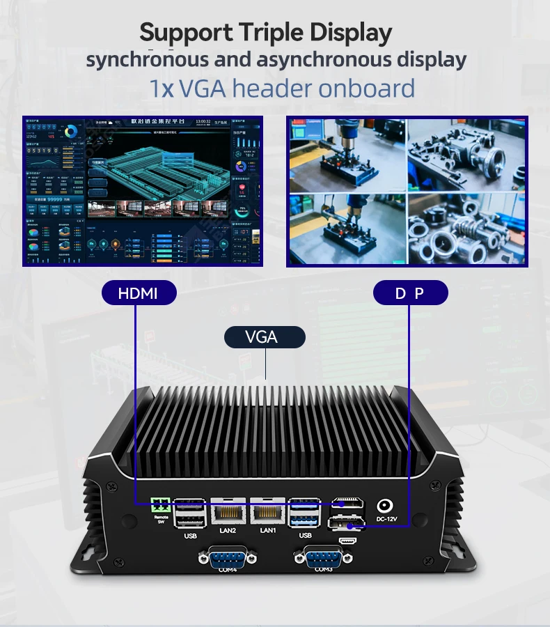 كمبيوتر صناعي بدون مروحة Intel Core i5-6300U 4x COM RS232 RS485 2xGbE 4G 5G LTE WiFi Windows11/10 Linux ATX مفتاح الطاقة عن بعد #3