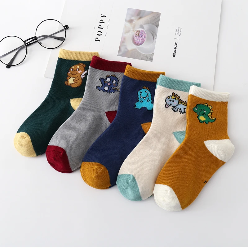

5 Pairs Children's Socks Spring Summer and Autumn Cartoon Boys and Girls Socks Cotton Comfortable Baby Socks 1-3Years