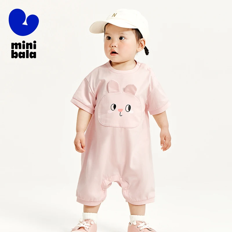 Mini Bala Infant Outfit 2024 Summer New Style Boys and Girls Pure Cotton Cute Panda Baby Onesie Baby Clothes