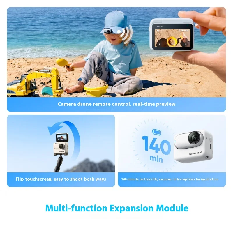 Insta360 GO 3S كاميرا الحركة الصغيرة 4K أسود أبيض 39g 64G 128G Action Pod AI تحرير مقاوم للماء FlowState Insta 360 GO3S أصلي #3