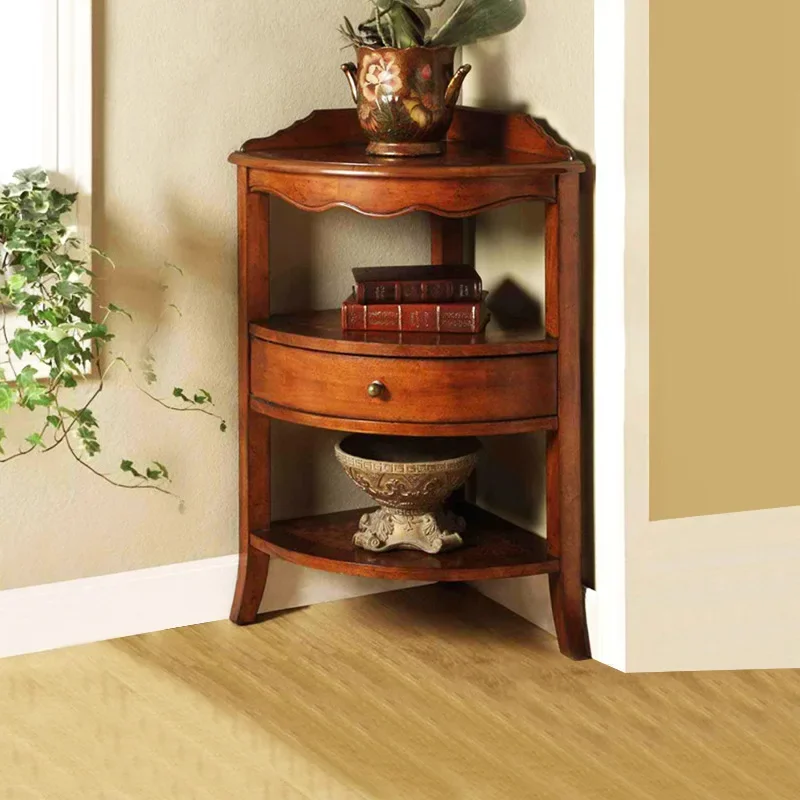 American Solid Wood Corner Cabinet Corner Storage Locker Living Room Corner Cabinet Household Triangle Shelf Corn