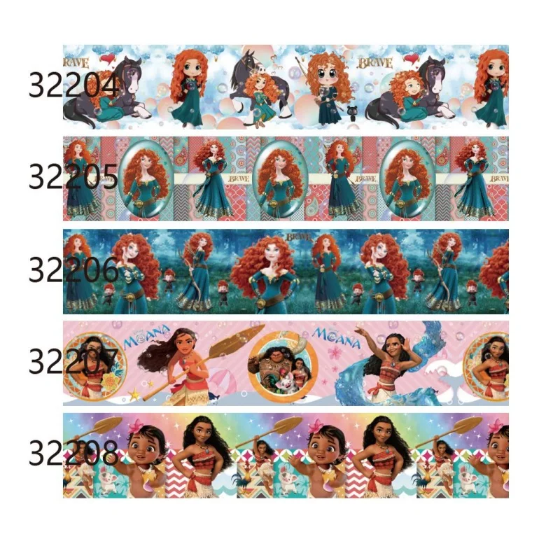 

5yards Disney Brave Moana Princess Prints Grosgrain Ribbon Packing for Hairbows DIY Craft Materials Accessories