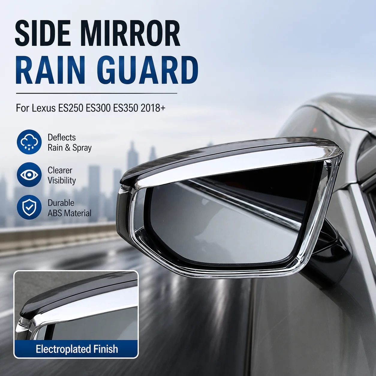 ABS Electroplated Side Mirror Rain Guard for Lexus ES250 ES300 ES350 2018+