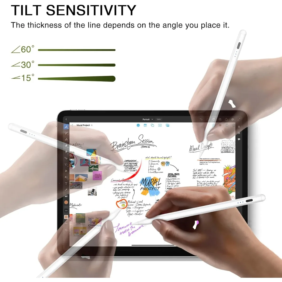 

Stylus Pen for iPad 2018-2025, Fast Charging Magnetic Pencil with Tilt Sensitivity & Palm Rejection for iPad
